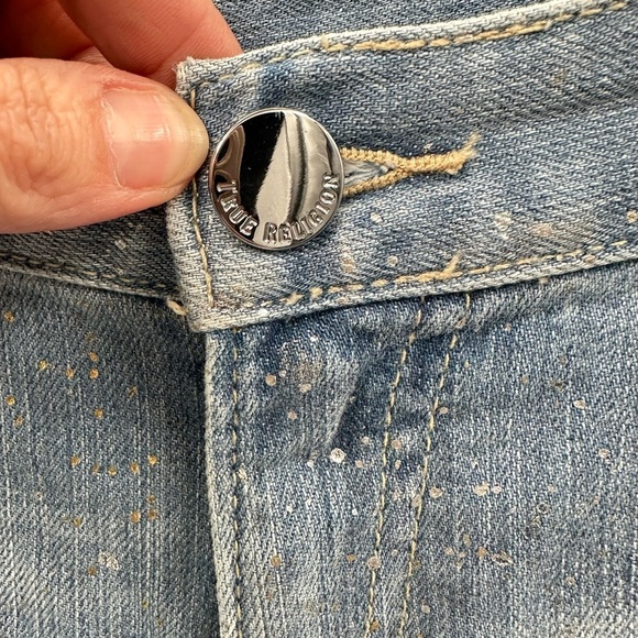 TRUE RELIGION Speckled Hen woman mid rise slim boyfriend cotton denim jean 30 - Picture 4 of 15
